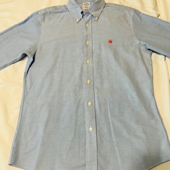 Brooks Brothers Regent Fit Size Medium Button Up Dress Shirt Blue - Picture 2 of 10